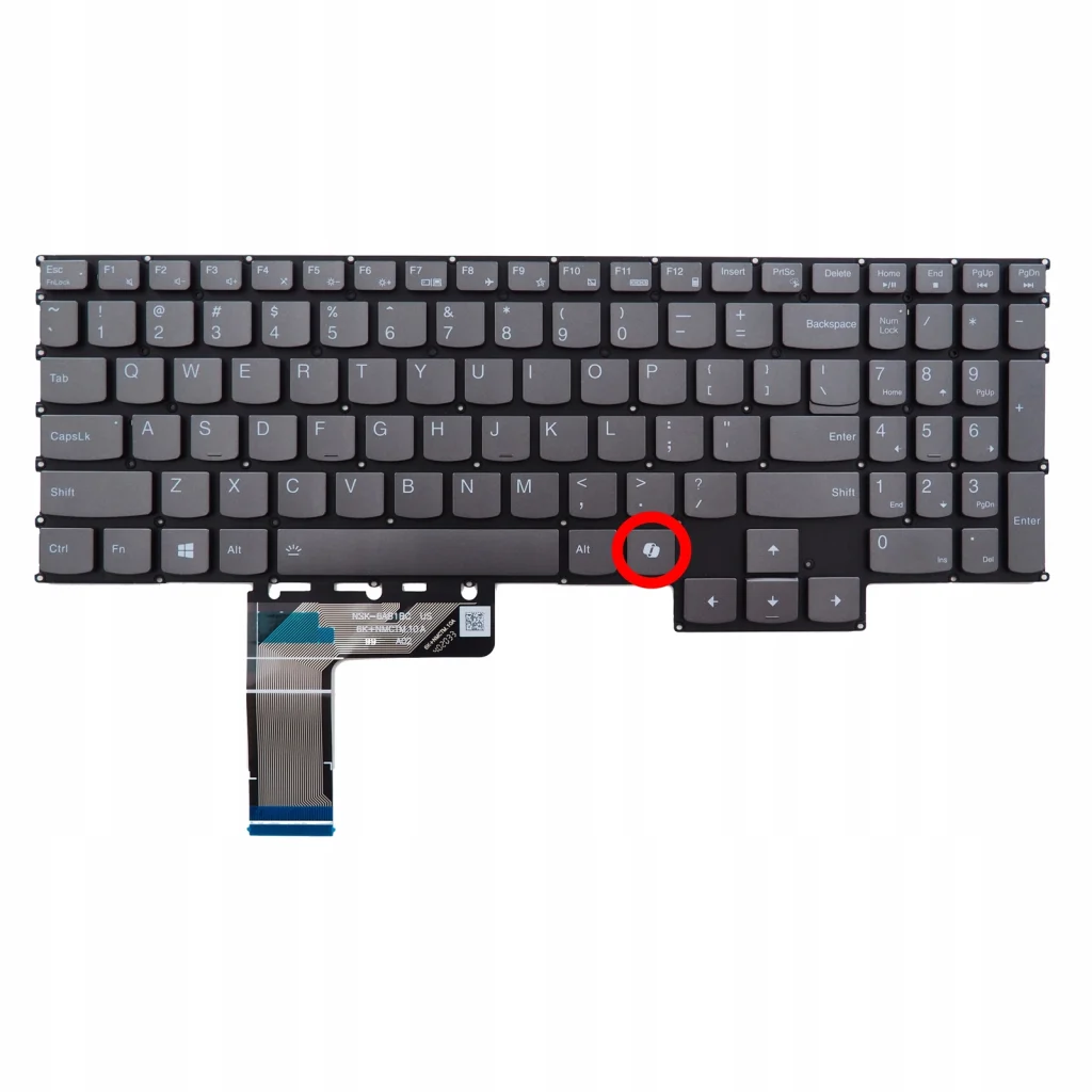 Klawiatura do Lenovo LOQ 5 15ARP9 15AHP9 podświetlana na biało - detale